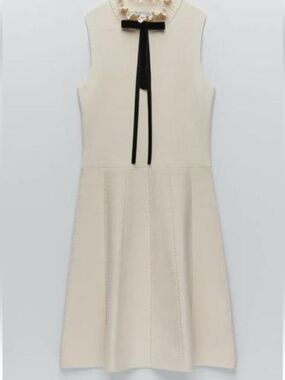 cream leather dress zara Zara cream faux leather dress mini , Size small, A